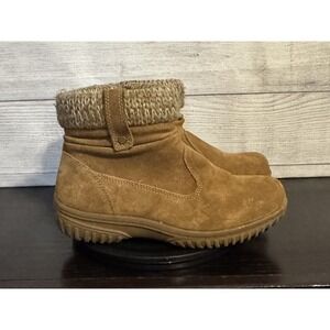 Khombu Laura Faux Fur Lined Ankle Boots Side Zip Size 7M Brown Winter